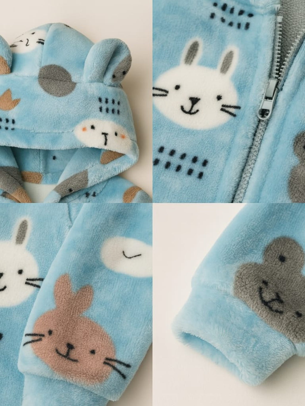 Zipper Cozy Romper - Cat Print