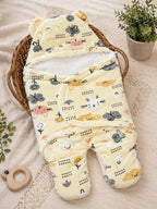 Soft Plush Hooded Printed Swaddle for Newborns