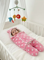 Soft Plush Winter Hooded Star Print Swaddle for Newborns