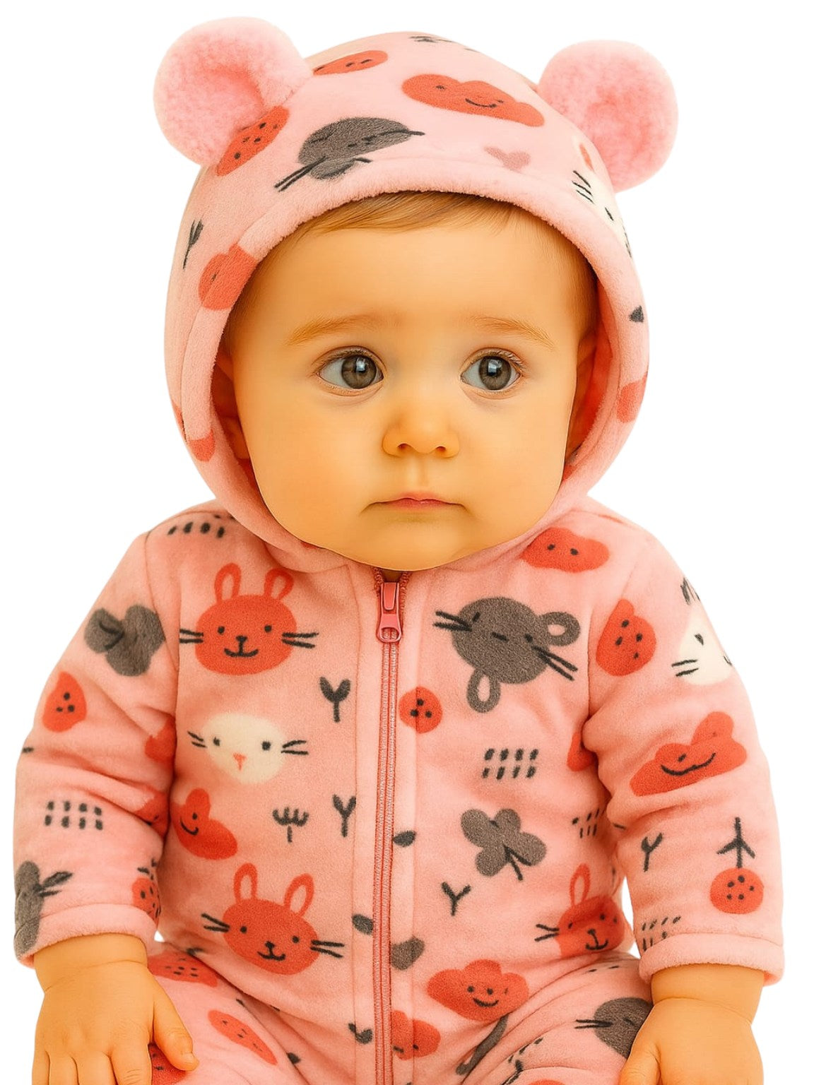 Zipper Cozy Romper - Cat Print