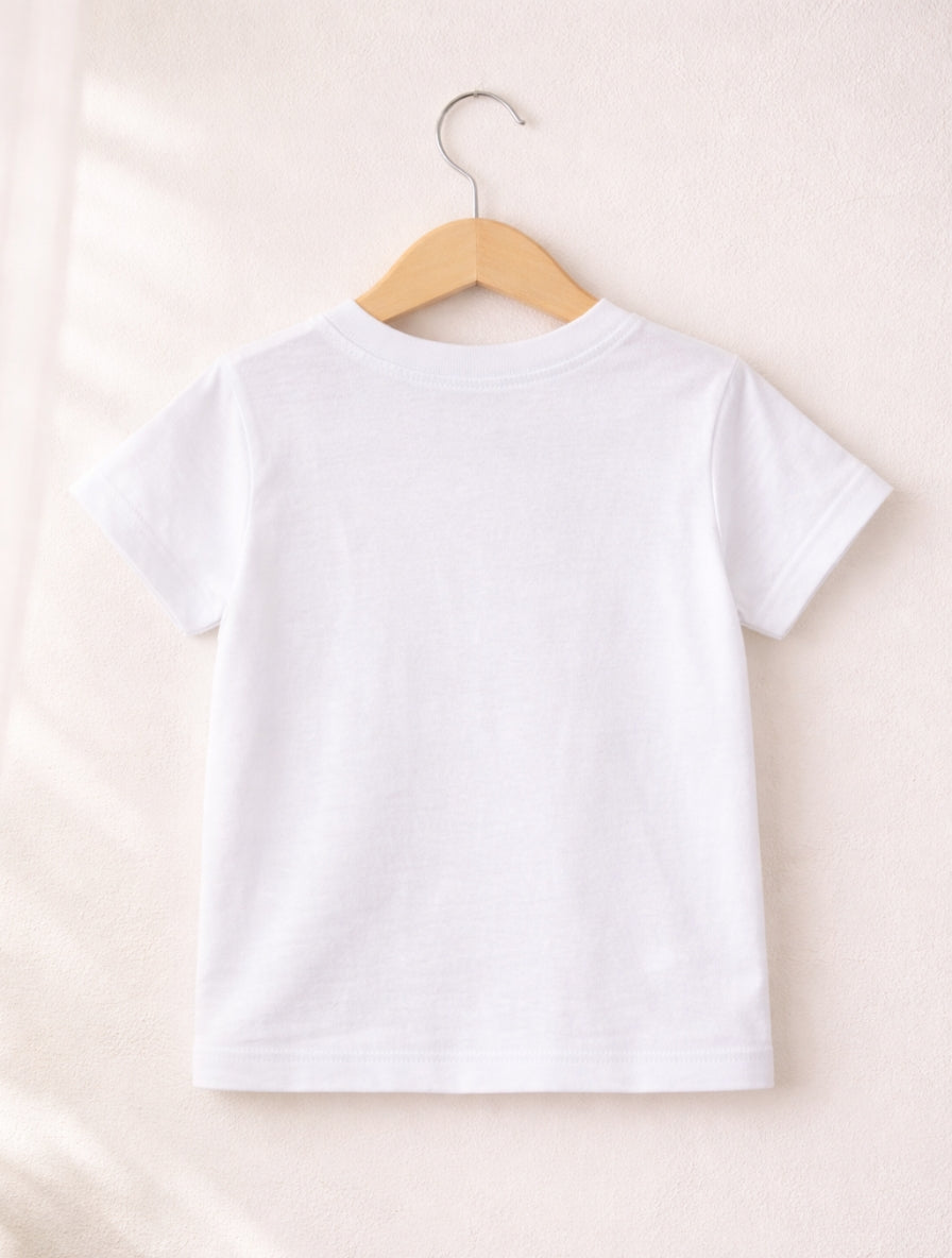 Kids White Cotton T-Shirt with Penguin Print for Boys & Girls