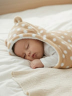 Soft Plush Winter Hooded Dot Print Swaddle for Newborns
