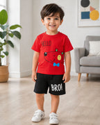 Soft Cotton Bear Printed Baby Wear T-Shirt & Shorts Set