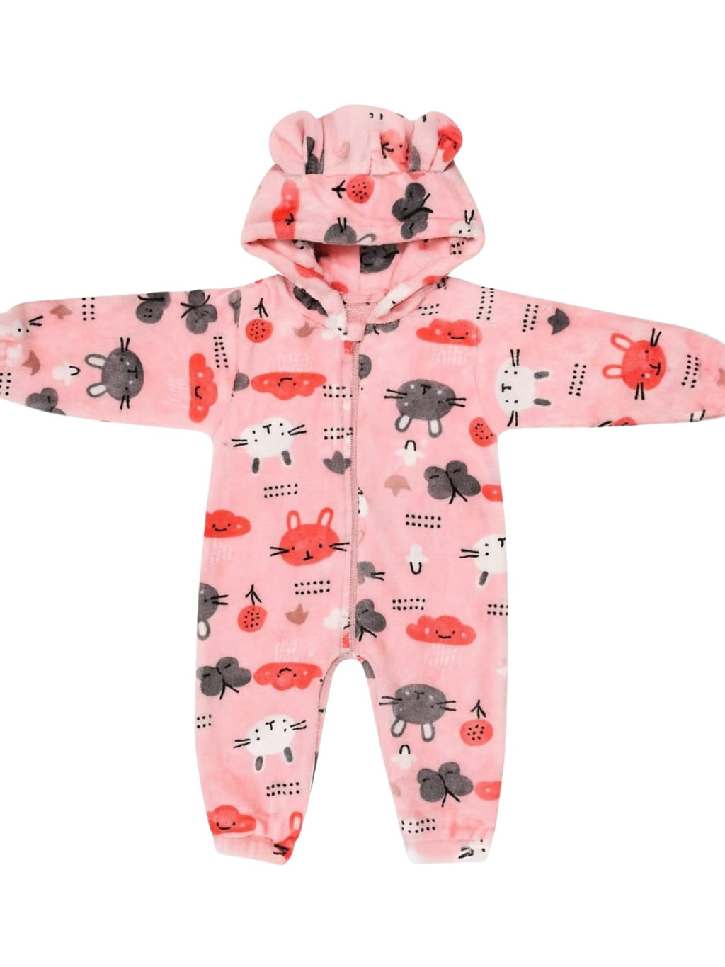 Zipper Cozy Romper - Cat Print