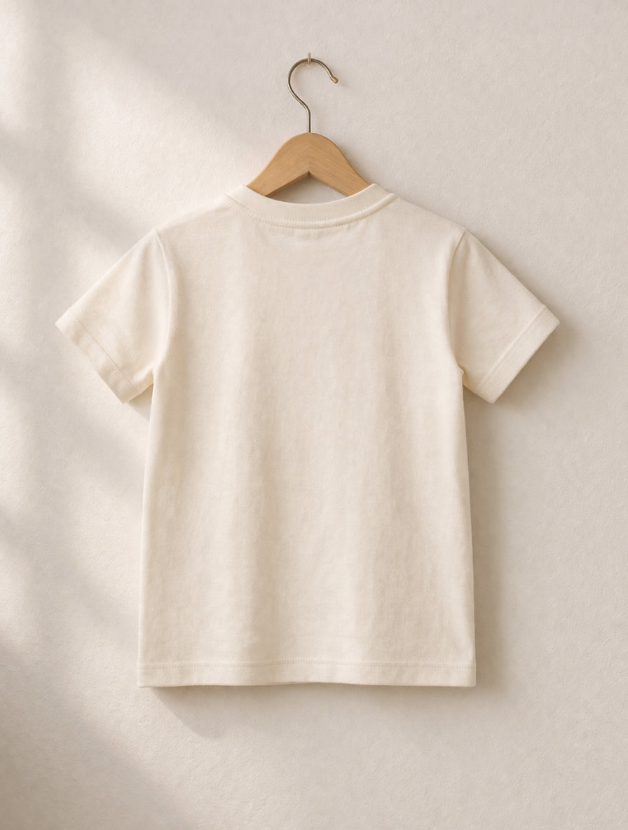 Kids Black Cotton T-Shirt with Teddy Bear Print for Boys & Girls