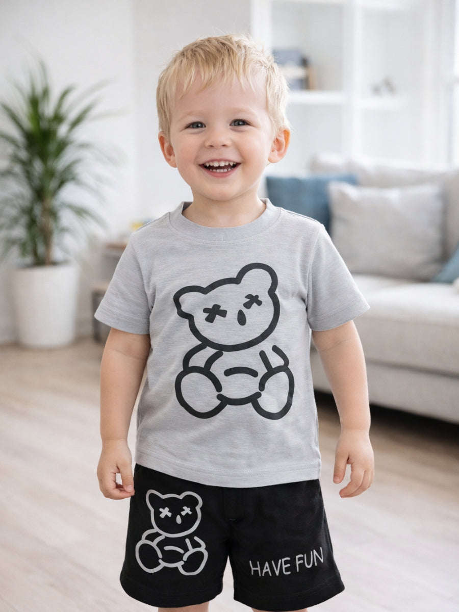 Happy Bear Cotton Set ( Shorts + T-shirt )