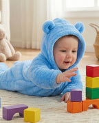 BabyZone Cozy Bear Hooded Plush Baby Romper