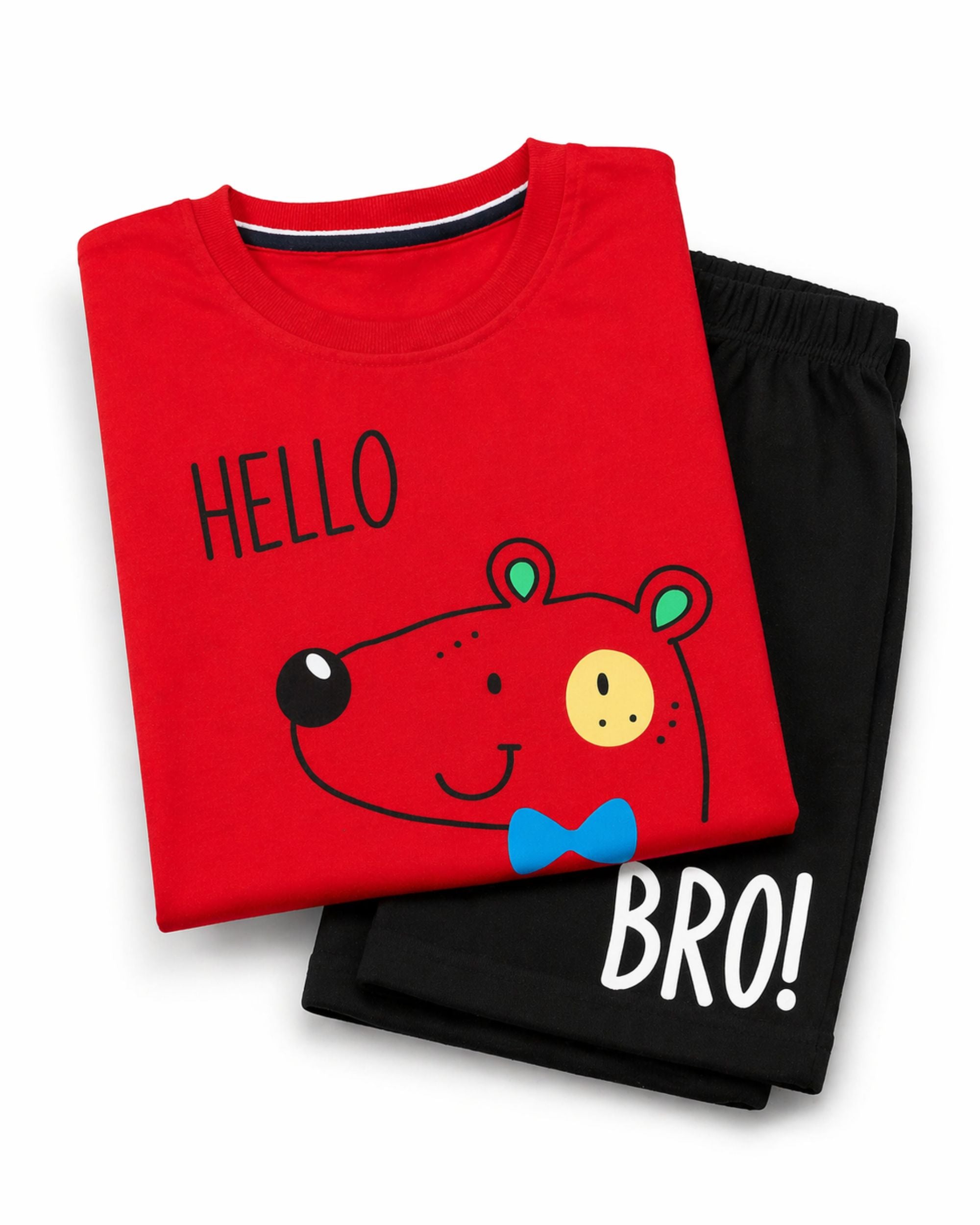 Soft Cotton Bear Printed Baby Wear T-Shirt & Shorts Set