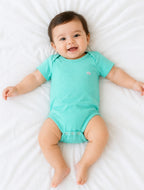 Kucci Short-sleeve, Printed and Plain Cotton Rompers (Pack of 3)(Mint Green)