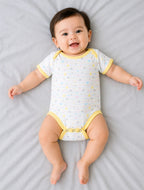 Kucci Short-sleeve, Printed and Plain Cotton Rompers (Pack of 3)(Mint Green)