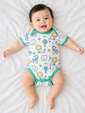 Kucci Short-sleeve, Printed and Plain Cotton Rompers (Pack of 3)(Mint Green)