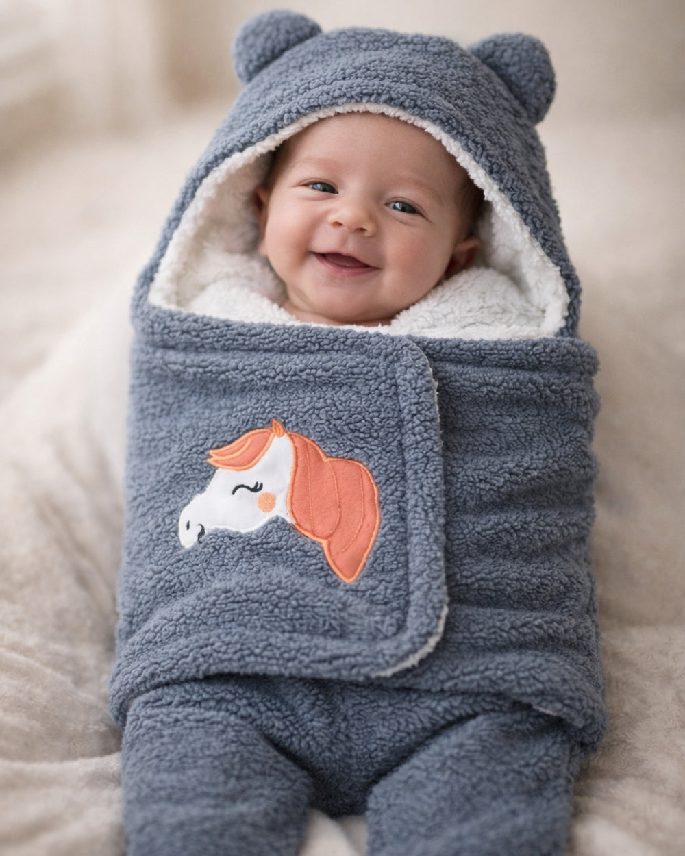 Printed Cotton Hooded Swaddle for New Born