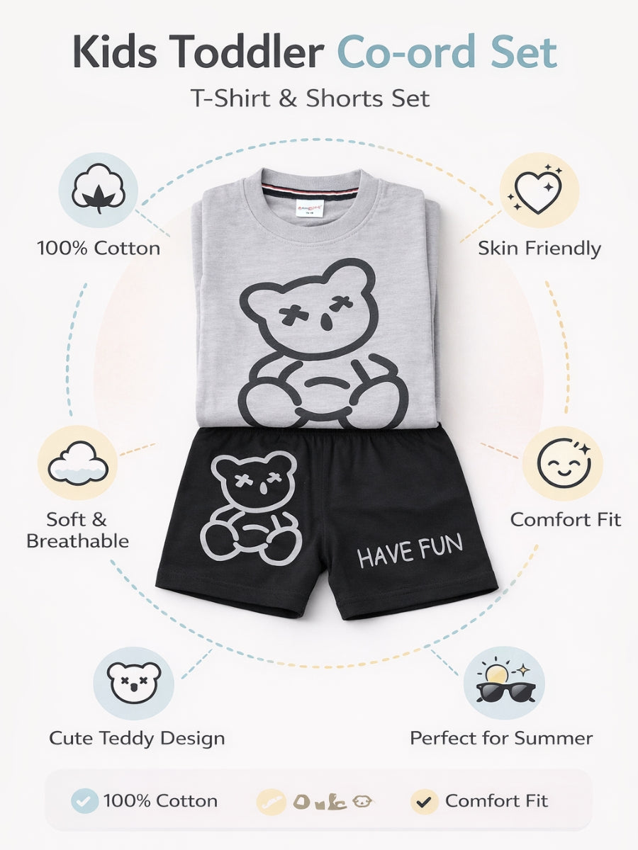 Happy Bear Cotton Set ( Shorts + T-shirt )