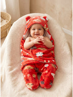 Soft Plush Hooded Printed Swaddle for Newborns