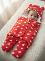 Soft Plush Winter Hooded Star Print Swaddle for Newborns