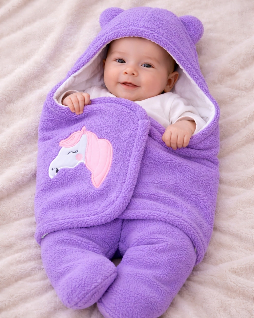 Printed Cotton Hooded Swaddle for New Born