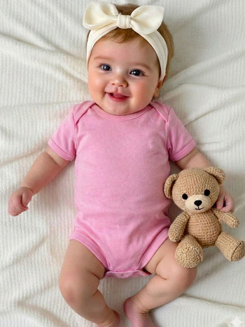 Kucci Short-sleeve, Printed and Plain Cotton Rompers Pack of 3(Pink)