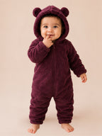 BabyZone Cozy Bear Hooded Plush Baby Romper