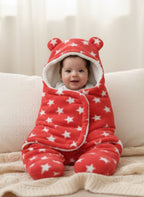 Soft Plush Winter Hooded Star Print Swaddle for Newborns