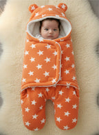 Soft Plush Winter Hooded Star Print Swaddle for Newborns