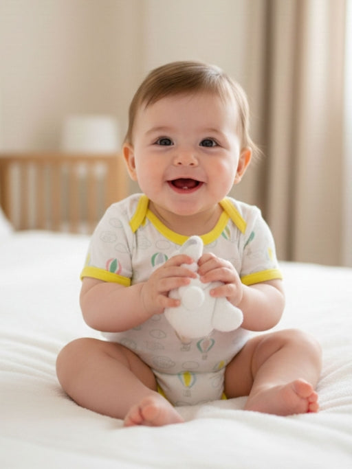 Kucci Short-Sleeve, Printed and Plain Rompers (Pack of 3) (Green)