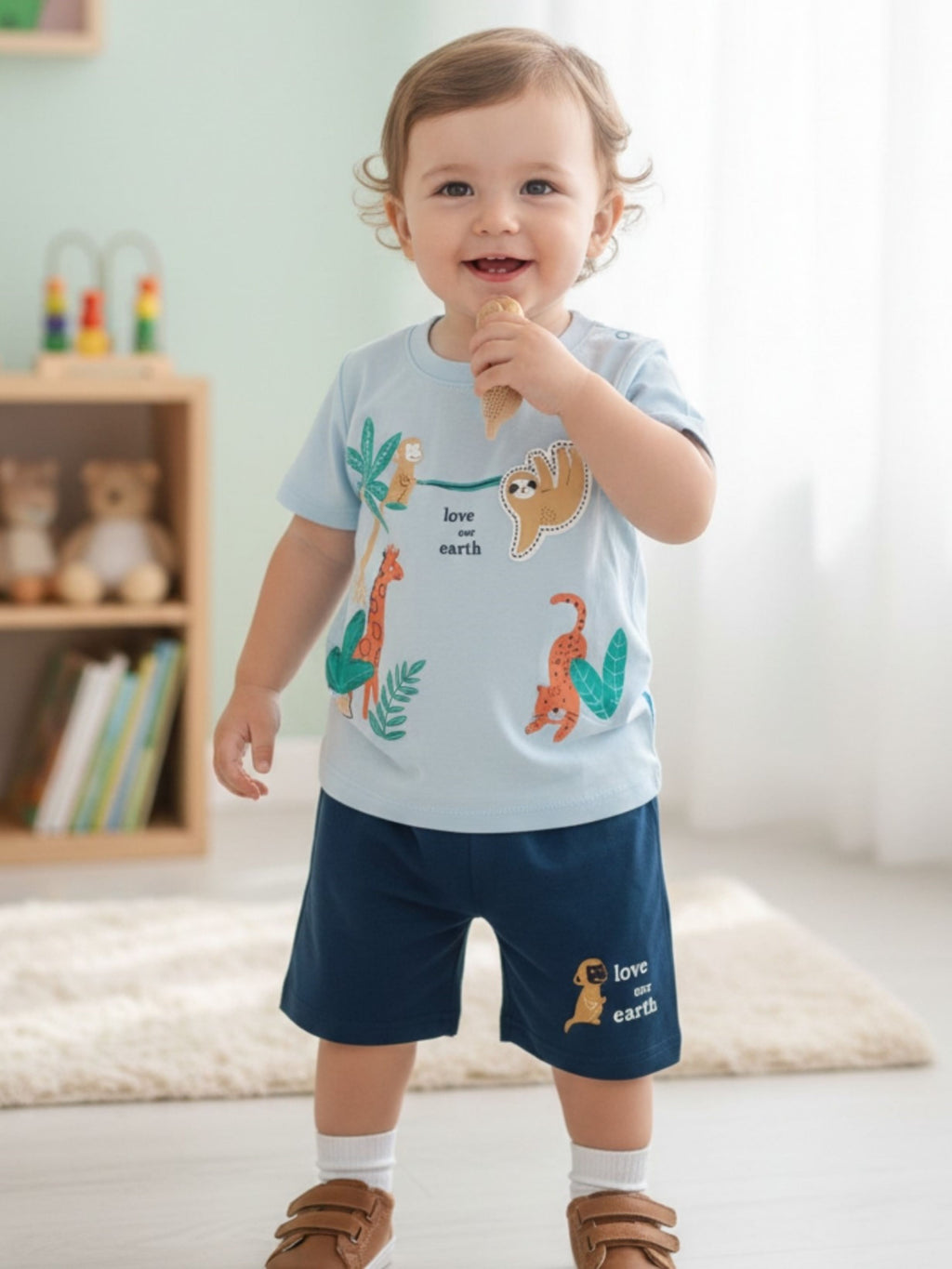 Printed Cotton T-Shirt & Shorts Co-Ord Set – Soft Summer Outfit For Baby