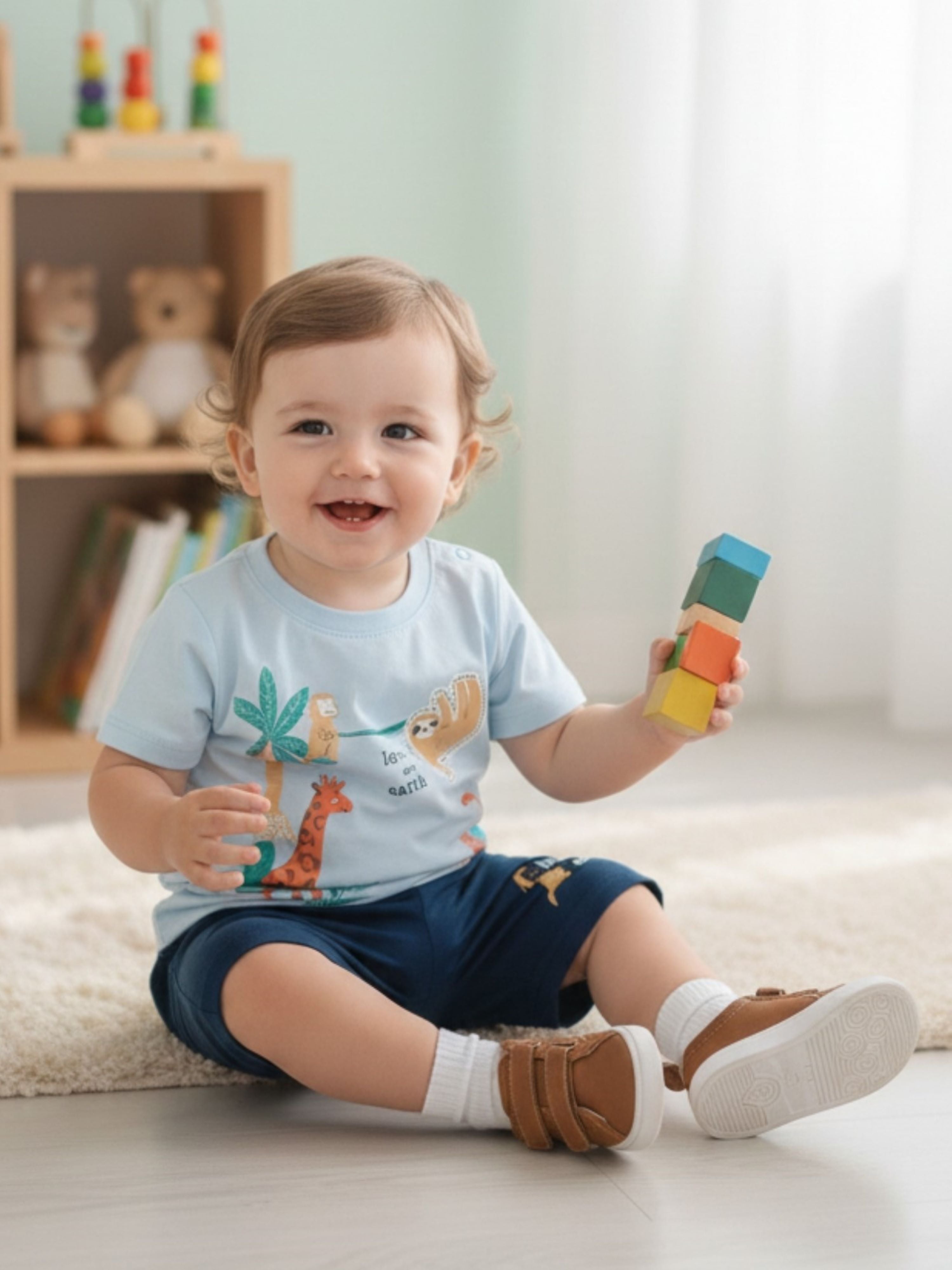 Printed Cotton T-Shirt & Shorts Co-Ord Set – Soft Summer Outfit For Baby