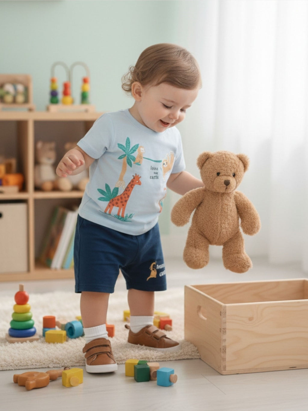 Printed Cotton T-Shirt & Shorts Co-Ord Set – Soft Summer Outfit For Baby