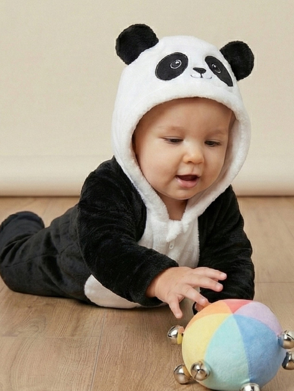 Panda Hug Fleece Baby Romper with Hood