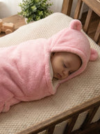 Soft Plush Winter Hooded Swaddle for Newborns
