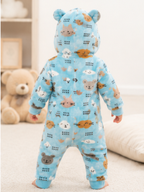 Zipper Cozy Romper - Cat Print