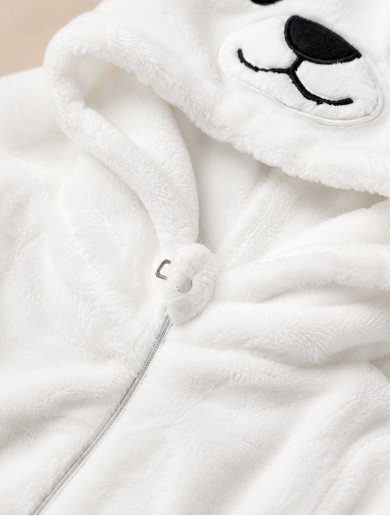 Bear Hooded Plush Fleece Jumpsuit For Newborn & Infants