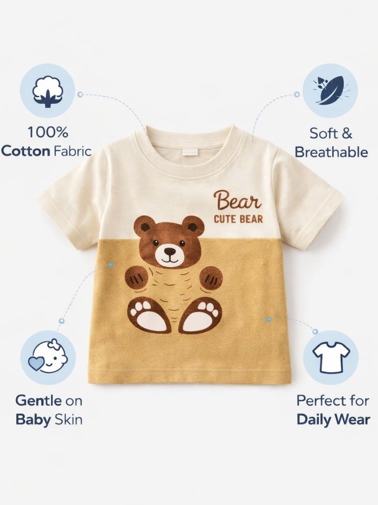 Cute Cartoon Baby T-Shirts Set (Pack of 5)