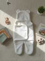 Soft Plush Winter Hooded Swaddle for Newborns