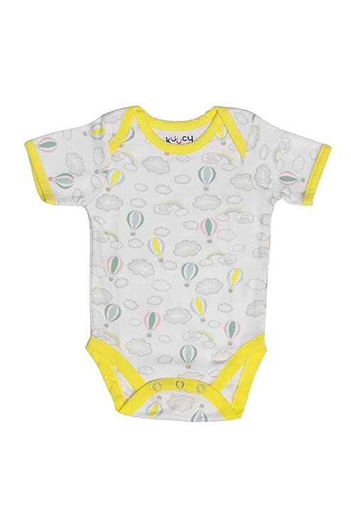 Kucci Short-Sleeve, Printed and Plain Rompers (Pack of 3) (Green)