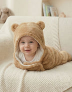 Soft Plush Winter Hooded Swaddle for Newborns