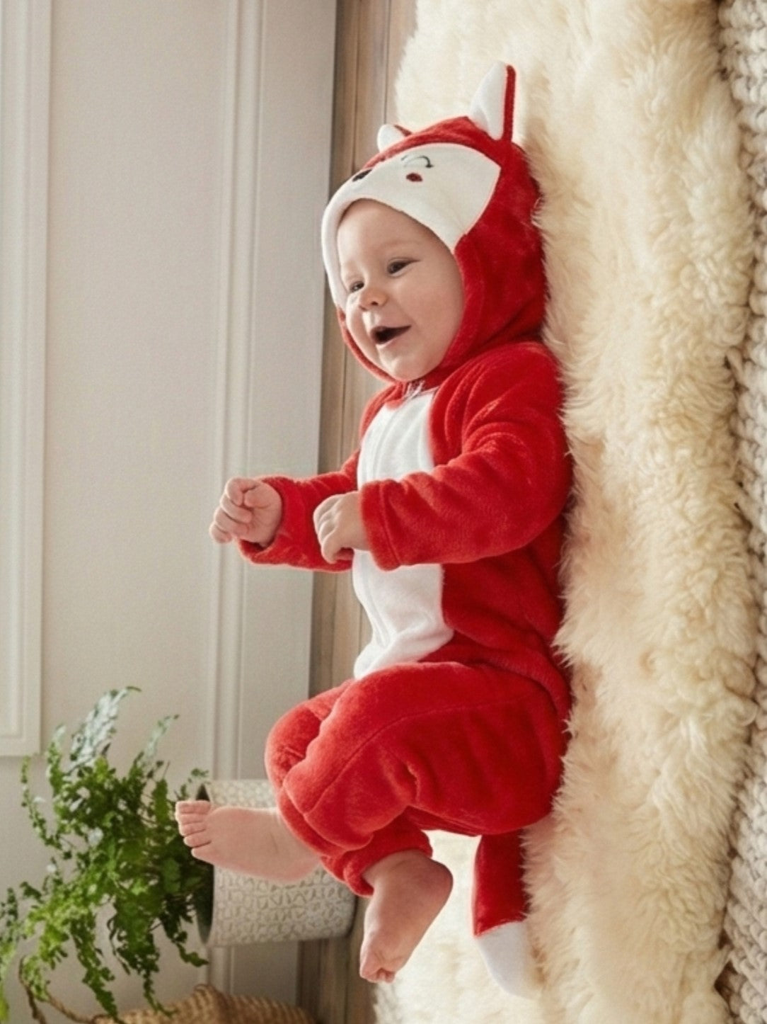 Little Fox Plush Hooded Baby Romper