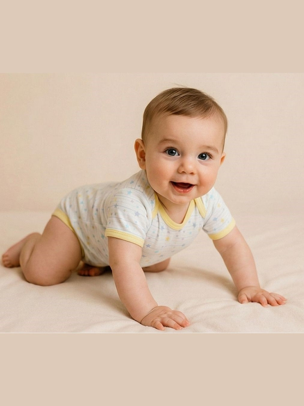 Kucci Short-sleeve, Printed and Plain Cotton Rompers (Pack of 3)(Mint Green)