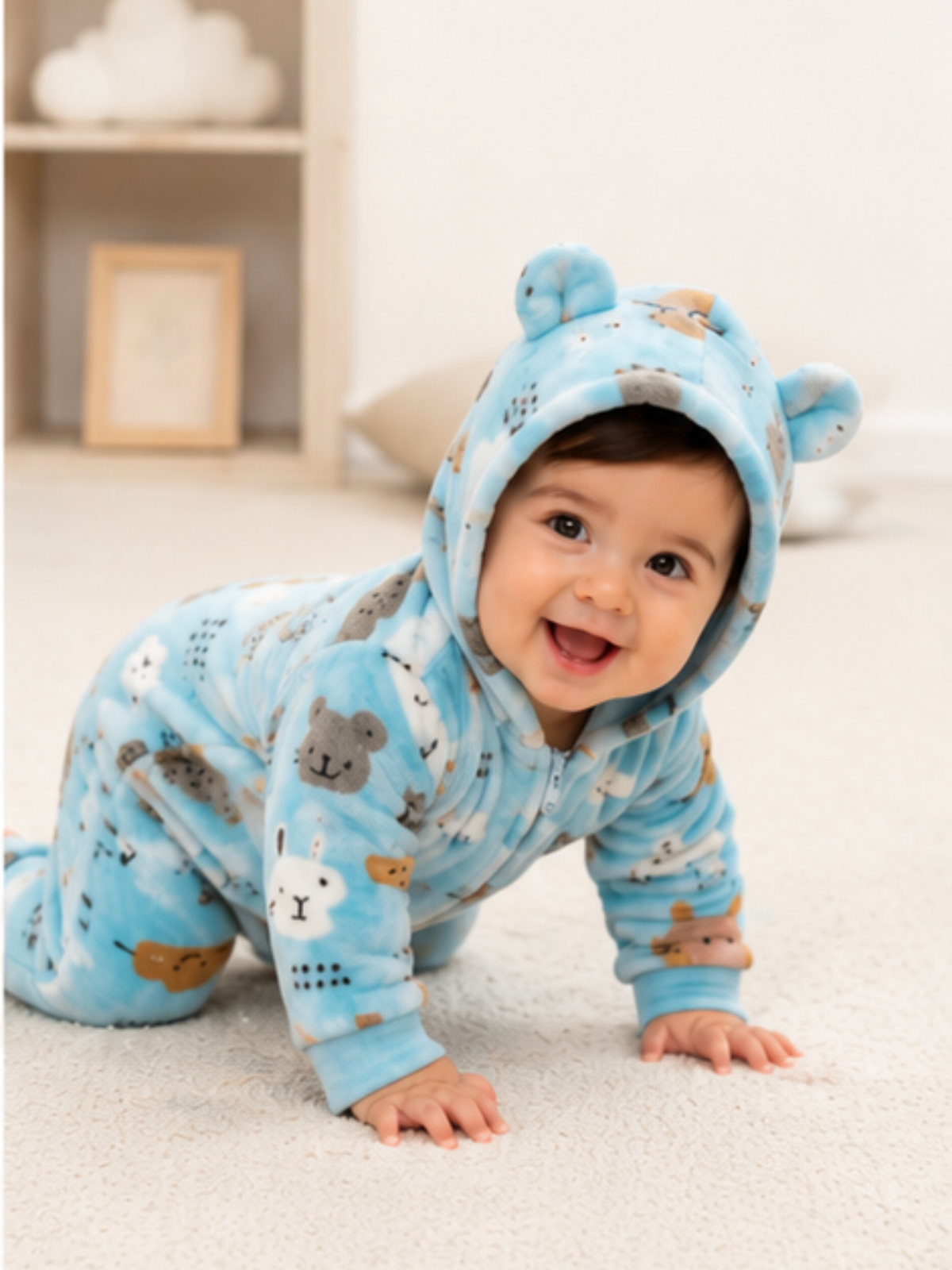 Zipper Cozy Romper - Cat Print