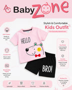 Soft Cotton Bear Printed Baby Wear T-Shirt & Shorts Set