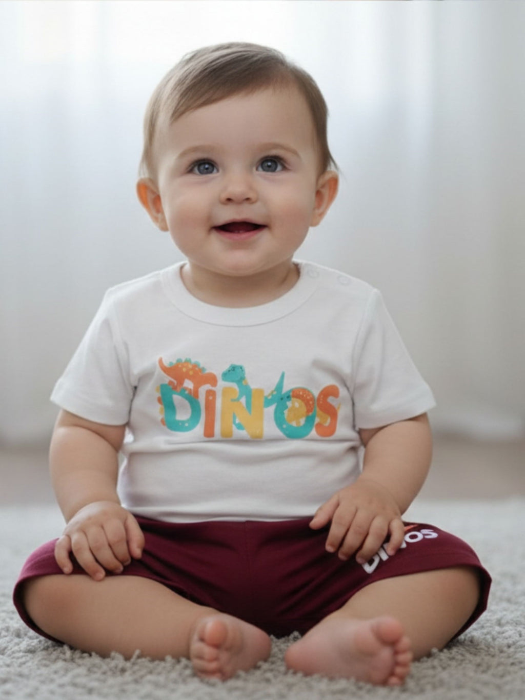 Baby Dinos Print Cotton Set (T-Shirt & Shorts) – Soft Summer Outfit