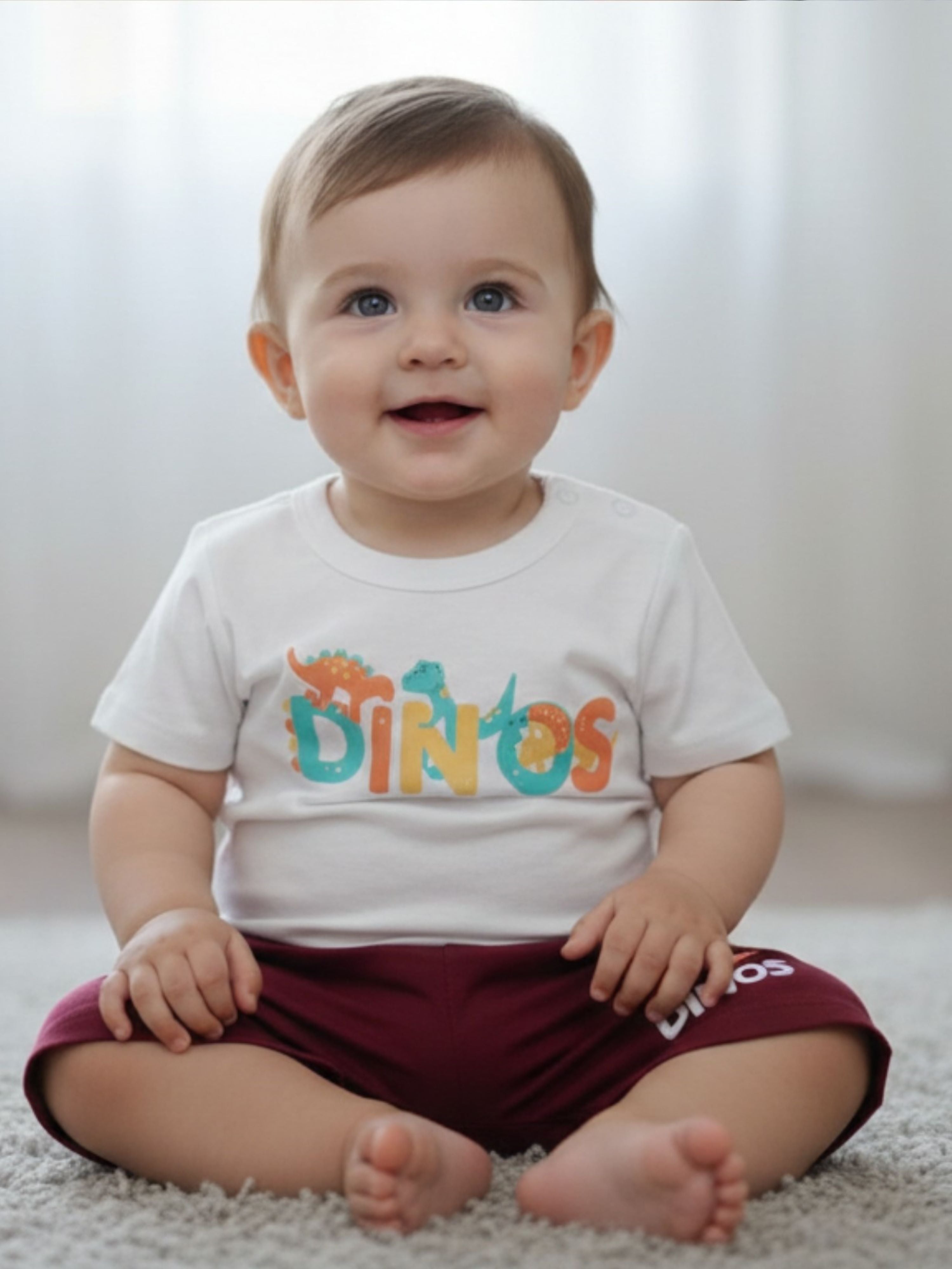 Baby Dinos Print Cotton Set (T-Shirt & Shorts) – Soft Summer Outfit