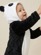 Panda Hug Fleece Baby Romper with Hood