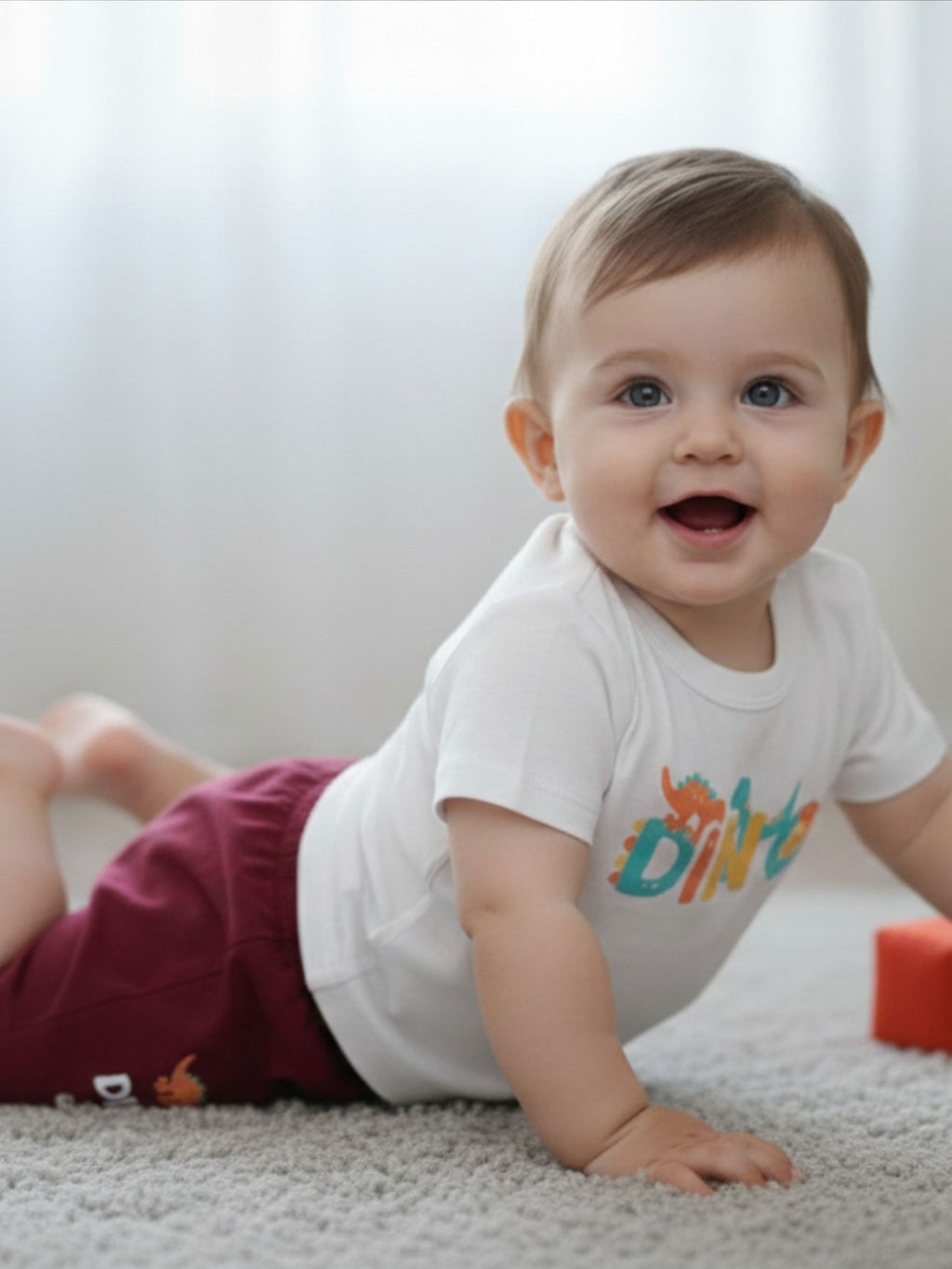 Baby Dinos Print Cotton Set (T-Shirt & Shorts) – Soft Summer Outfit