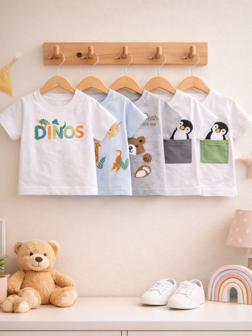Cute Cartoon Baby T-Shirts Set (Pack of 5)