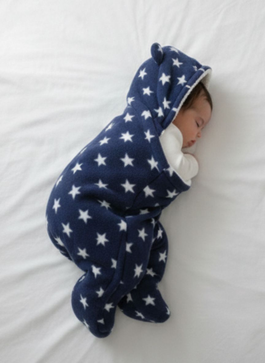 Soft Plush Winter Hooded Star Print Swaddle for Newborns