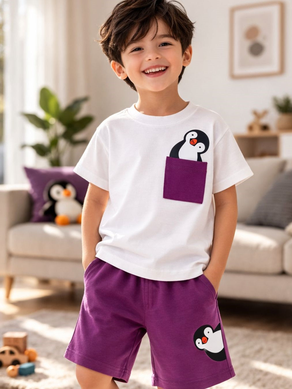 Peek-a-Boo Penguin™ Baby Cotton Set