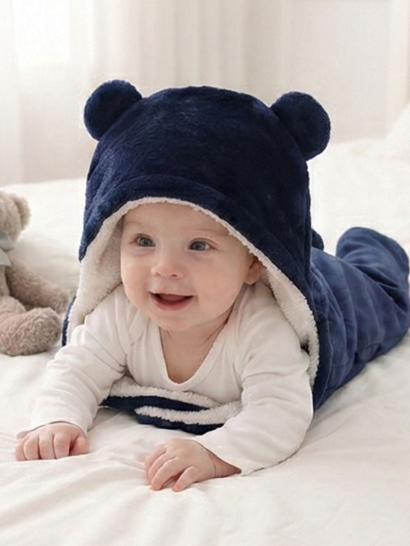 Cozy Cotton Hooded Swaddle for New Born - Daddy Hugs, All Day Long