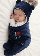 Cozy Cotton Hooded Swaddle for New Born - Daddy Hugs, All Day Long