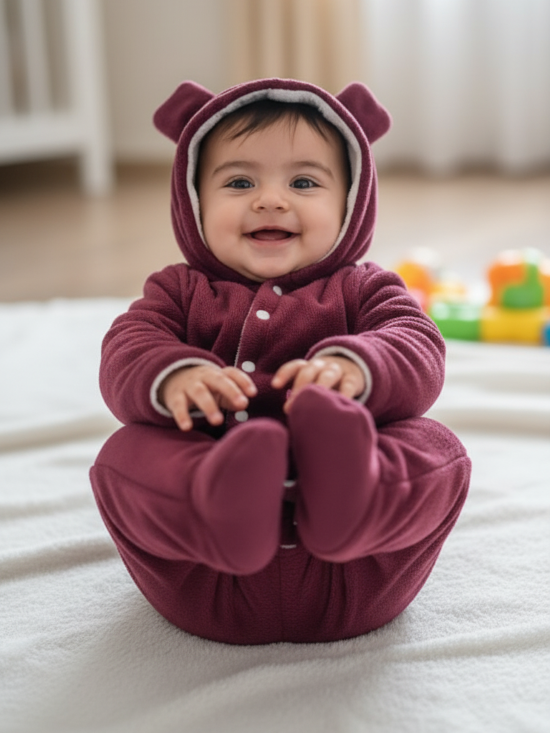 Babyzone Cozybear Fleece Printed Snowsuit